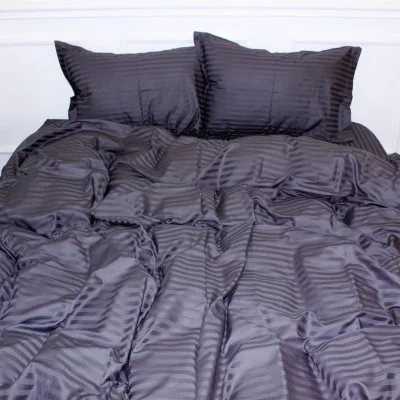 Постільна білизна MirSon Satin Stripe 30-0012 Dark Gray 175х210 двоспальний (2200005251973)