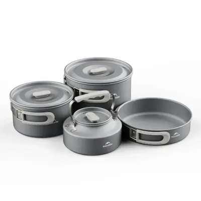 Набір туристичного посуду Naturehike CNK2450CF010, алюміній 2 каструлі, чайник, сковорідка (6976507663281)