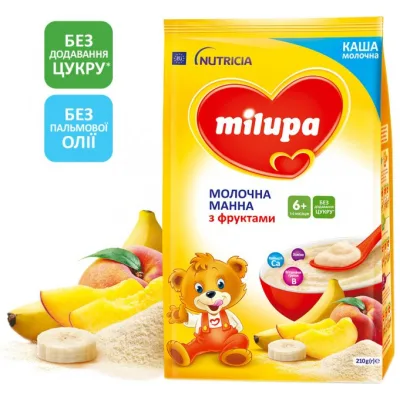 Дитяча каша Milupa Молочна Манна з фруктами 210 г (5900852930041)