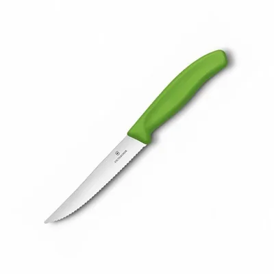 Кухонний ніж Victorinox SwissClassic Steak&Pizza лезо 12см хвил. з зел. ручкою