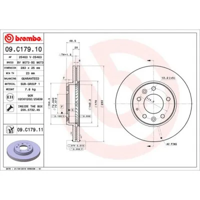Гальмівний диск Brembo 09.C179.11