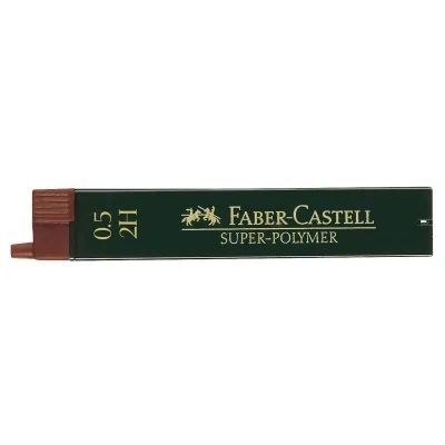 Грифель для механічного олівця Faber-Castell Super-Polymer 2Н (діаметр 0,5 мм), 12 штук в пеналі (16806)