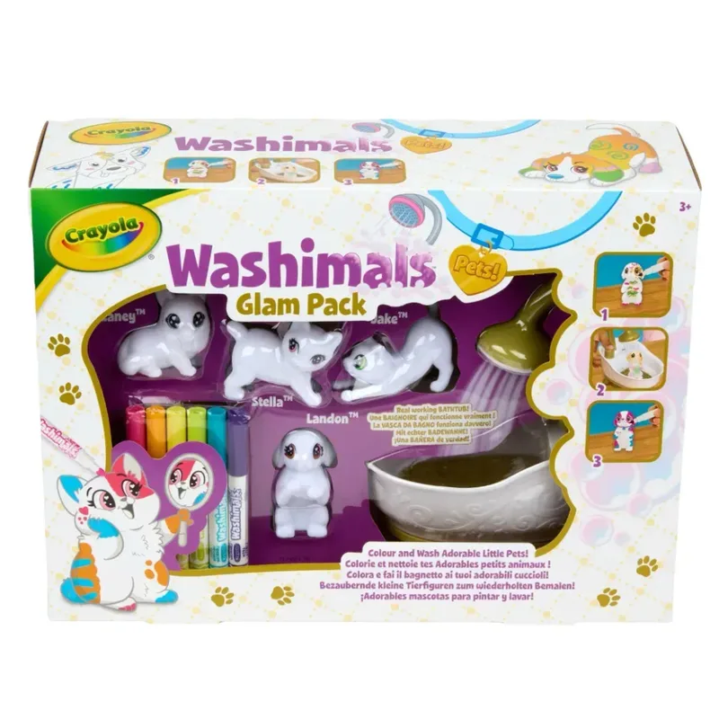 Набір для творчості Crayola Washimals Гламурні улюбленці з ванною 4 тваринки та 6 фломастерів (74-7453)