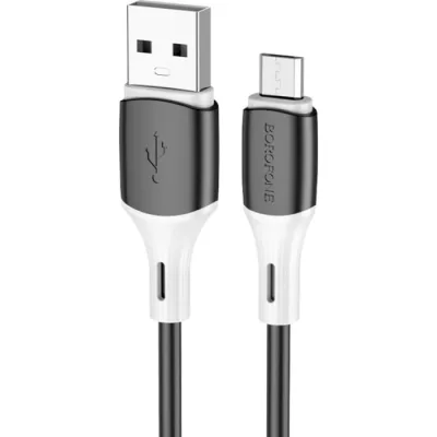 Дата кабель USB 2.0 AM to Micro 5P 1.0m 2.4A silicone BX79 black BOROFONE (6974443384765)