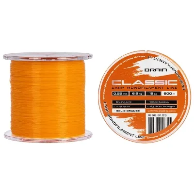 Волосінь Brain Classic Carp Line (solid orange) 600m 0.25mm 15lb 6.6kg (1858.81.09)