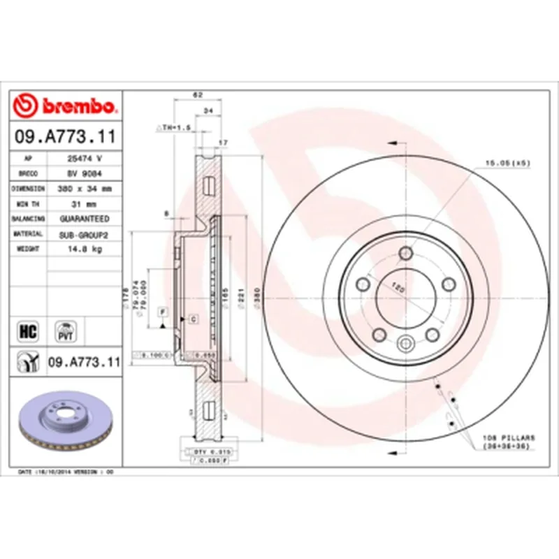 Гальмівний диск Brembo 09.A773.11