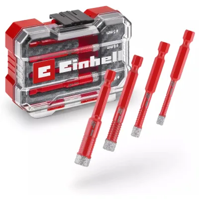 Свердло Einhell по кахелю та склу, трубчасті, 5/6/8/10мм, XS-Case, 4шт, 0.12кг (500404)