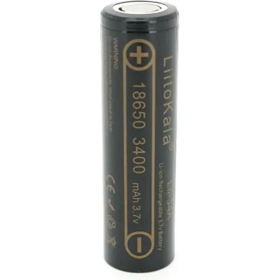 Акумулятор 18650 3400mah (3250-3350mah), 3.7V(2.75-4.2V), Black Liitokala (Lii-34A)