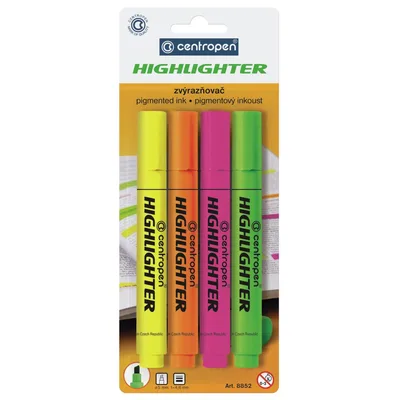 Набір маркерів Centropen Fax 8852 1-4,6 мм, chisel tip, SET 4colors (BLister) (8852/4/BL)