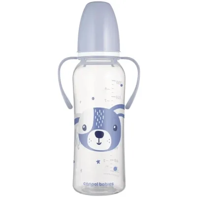 Пляшечка для годування Canpol babies CUTE ANIMALS стандартна з ручками 250 мл синя (11/845_blu)
