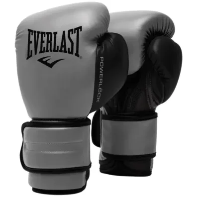 Боксерські рукавички Everlast PowerLock Boxing Training Gloves P00002306 сірий, чорний 14 унцій (009283608545)