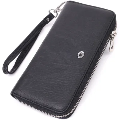 Гаманець ST Leather З натуральної шкіри Чорний (22562)