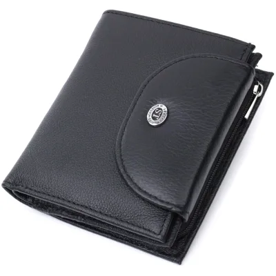 Гаманець ST Leather З натуральної шкіри Чорний (22711)