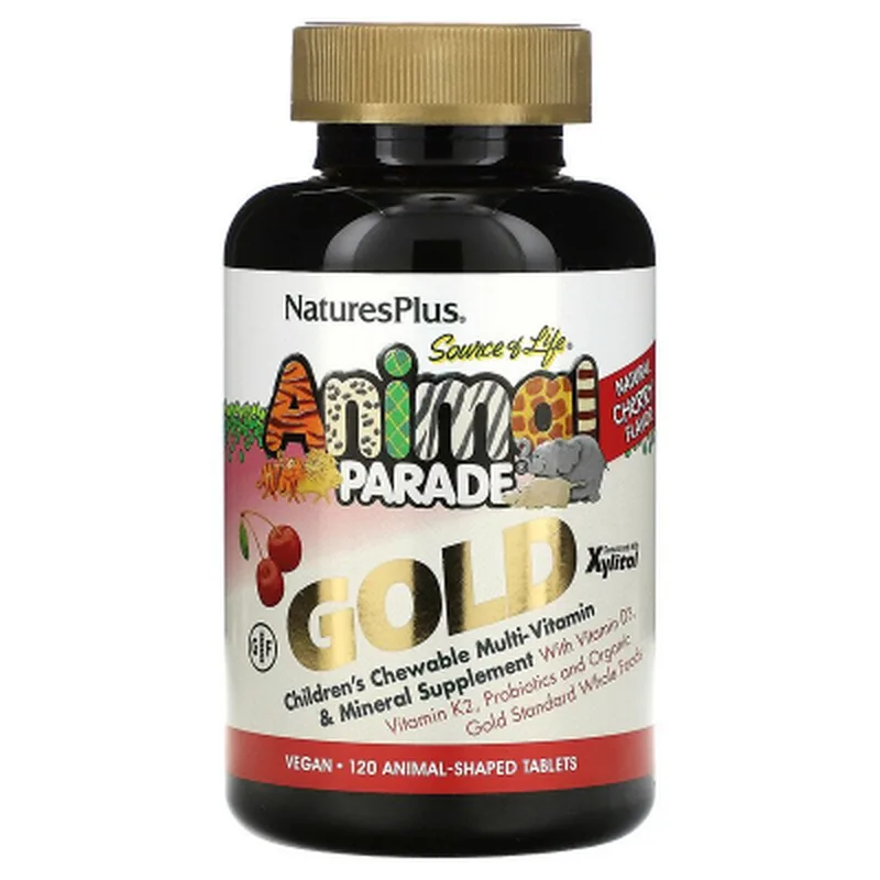 Мультивітамін Natures Plus Мультивітаміни для дітей, Смак вишні, Animal Parade Gold, 1 (NAP-29932)