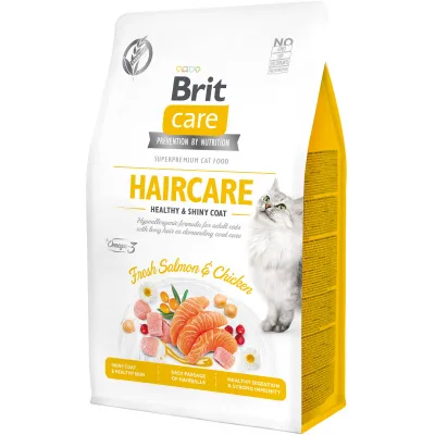 Сухий корм для кішок Brit Care Cat GF Haircare Healthy and Shiny Coat 400 г (8595602540891)