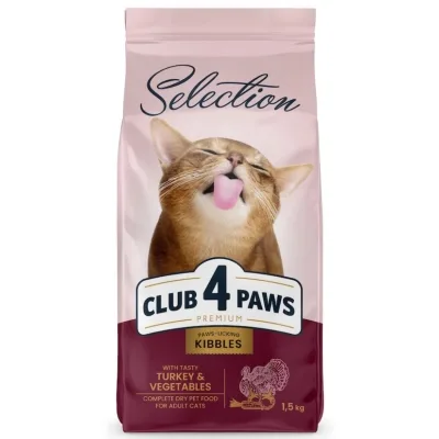 Сухий корм для кішок Club 4 Paws Premium Selection з індичкою та овочами 1.5 кг (4820215369138)