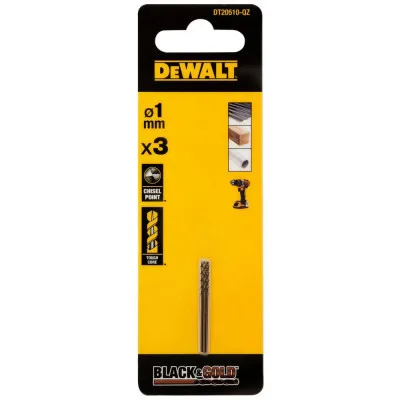 Свердло DeWALT по металу Black & Gold, HSS-G, 1 х 34 х 12 мм, 3 шт. (DT20510)
