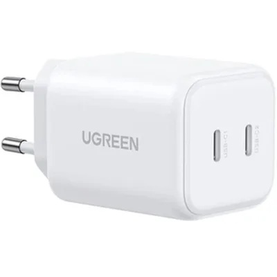 Зарядний пристрій Ugreen X526 2xUSB-C PD45W GaN white (65154)