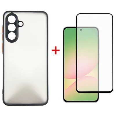 Чохол до мобільного телефона Dengos Kit Samsung Galaxy A56 Matte + glass (Black) (DG-KM-141)