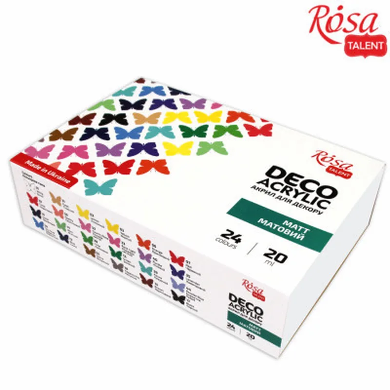 Акрилові фарби Rosa для декору матові 24 кол по 20 мл (4823098523963)