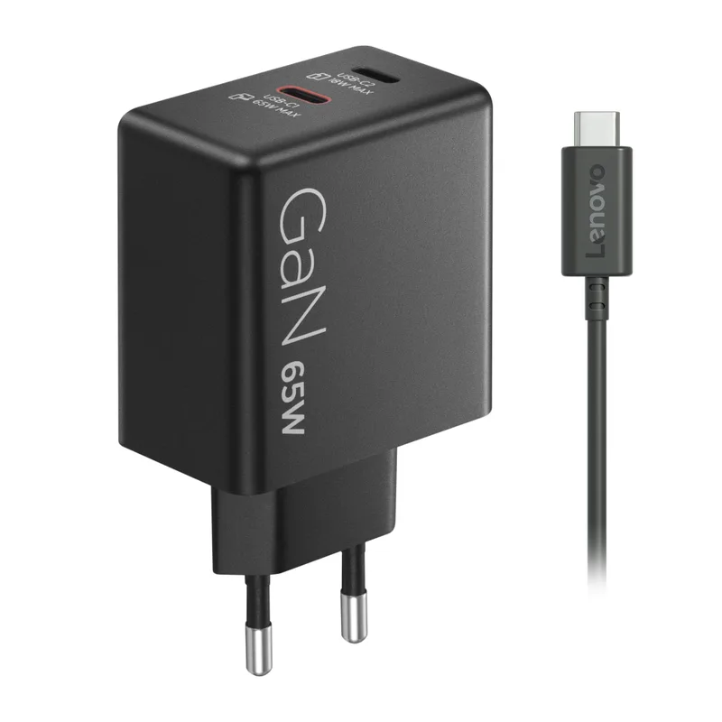 Блок живлення до ноутбуку Lenovo Dual USB-C 65W GaN Charger (40AW065BEU)