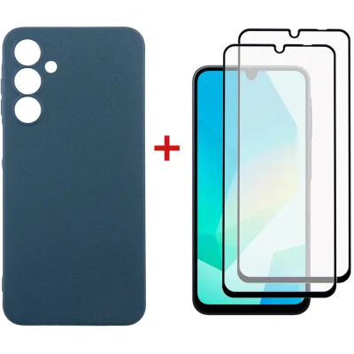Чохол до мобільного телефона Dengos Samsung Galaxy A16 Carbon + glass 2pcs (Blue) (DG-CTG2P-07)