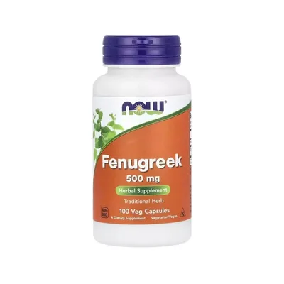 Трави Now Foods Пажитник, 500 мг, Fenugreek, 100 вегетаріанських капсул (NOW-04677)