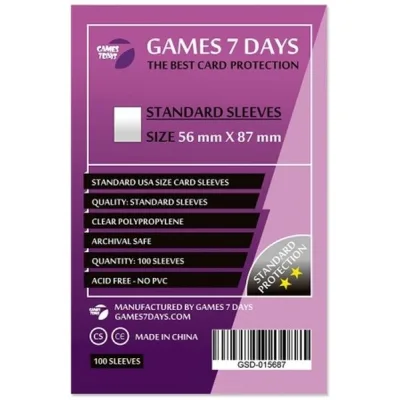 Протектор для карт Games 7 Days 56 х 87 мм, Standard USA, 100 шт (STANDART) (GSD-015687)