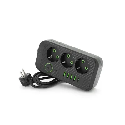 Мережевий фільтр живлення Voltronic F09U, 3 роз EU, 4USB Black (F09U-Black)