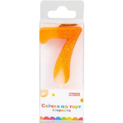 Свічка Maxi "7" із блискітками, що іскриться, 4,5 см, на торт (MX622081-7)
