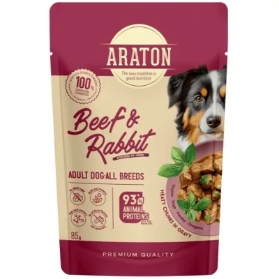 Вологий корм для собак ARATON Adult with Beef and Rabbit 85 г (ART47933)