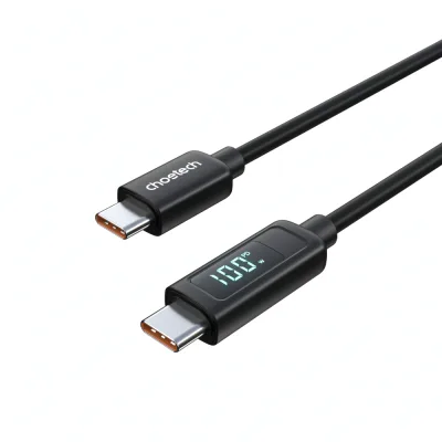 Дата кабель USB-C to USB-C 1.2m PD100W digital display silicone Choetech (XCC-1064)