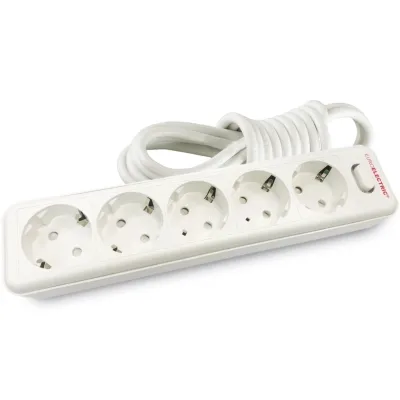 Мережевий фільтр живлення EUROELECTRIC Х5 10А 3м White (EE-105-3M)