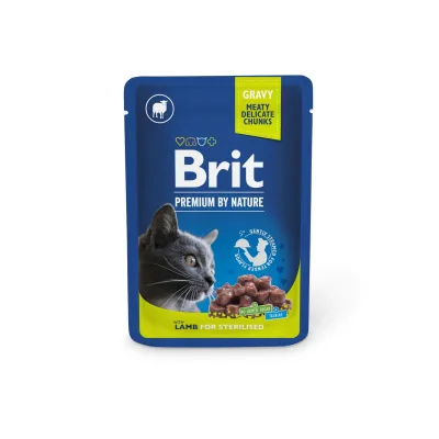 Вологий корм для кішок Brit Premium з ягням для стерилізованих 100 г (8595602548446)
