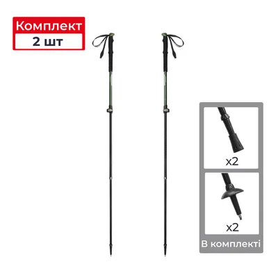 Трекінгові телескопічні палиці 2шт Naturehike CNK2550DS010 Sunlit Terk Base, 60-135 см, зелена