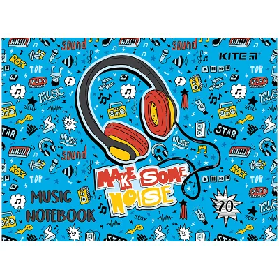 Зошит Kite для нот Headphones А5, 20 аркушів (K24-405)