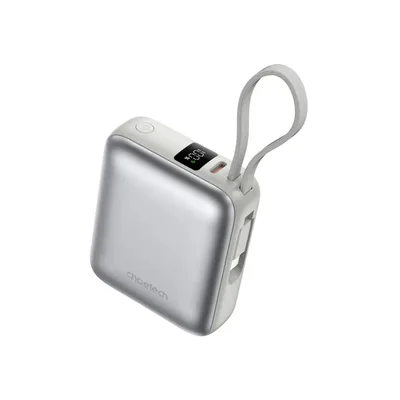 Батарея універсальна Choetech 10000mAh, 35W. PD/3.0, LED Display, buid-in type-C cabel, Silver (B832-SL)