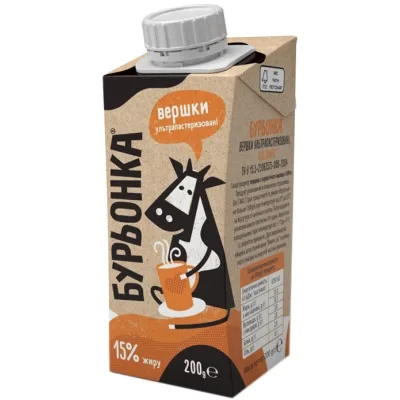 Вершки Бурьонка ультрапастеризовані 15% 200 г (br.82674)