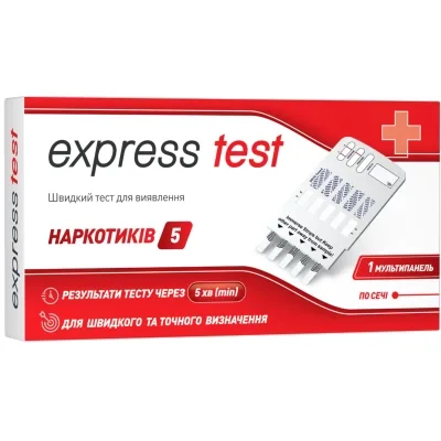 Тест на наркотики Express Test Мультипанель для визначення 5 видів наркотичних речовин (7640162322805)