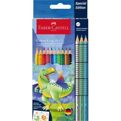 Олівці кольорові Faber-Castell Grip акварельні/3 металік 10 кольорів (201545) (32479)
