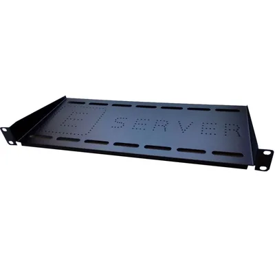 Поличка 19" Eserver 1U глиб. 300мм, колір чорний (PK-1U-300-B)