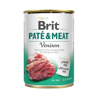 Консерви для собак Brit Pate and Meat зі смаком оленини та курки 400 г (8595602530328)