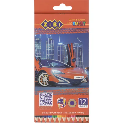 Олівці кольорові ZiBi Car шестигранні 12 кольорів (ZB.2446)