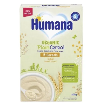Дитяча каша Humana Organic Plain Cereal 5-Cereals безмолочна від 6 місяців 200 г (4251099602682)