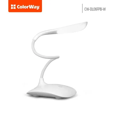 Настільна лампа ColorWay LED Portable & Flexible з вбудованим акумулятором 500mAh (CW-DL06FPB-W)