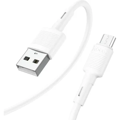Дата кабель USB 2.0 AM to Micro 5P 1.0m 2.4A PVC X83 white HOCO (6931474770899)