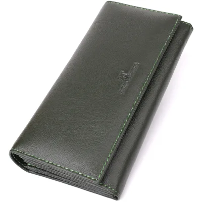 Гаманець ST Leather З натуральної шкіри Зелений (23067)