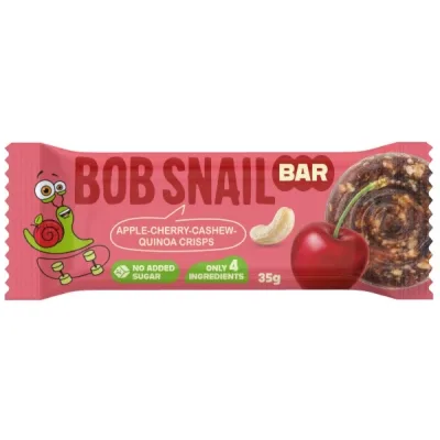 Батончик дитячий Bob Snail Яблуко, вишня, кеш’ю та кріспи кіноа 35 г (1740729)
