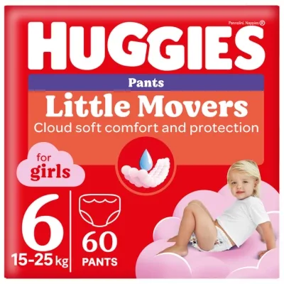 Підгузки Huggies Little Movers/Pants 6 (15-25 кг) Box для дівчаток 60 шт (5029053564135)