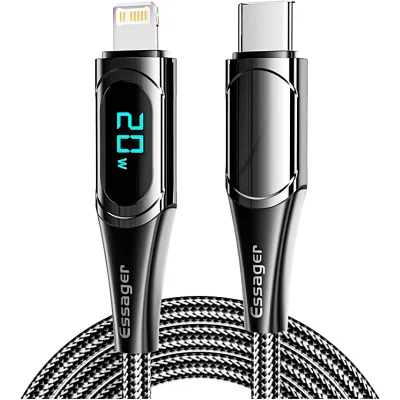 Дата кабель USB-C to Lightning 2.0m 20W Digital Display black Essager (EXCTL-YDA01)